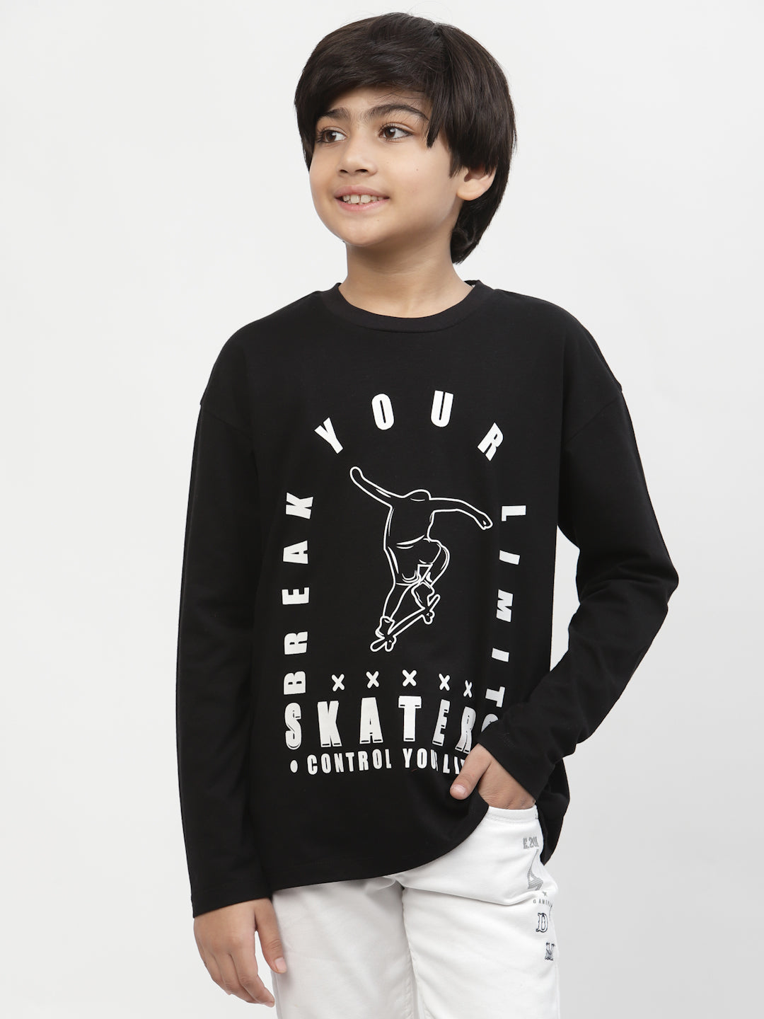 Spunkies-Boys Skaters Full Sleeve Tshirt- Black