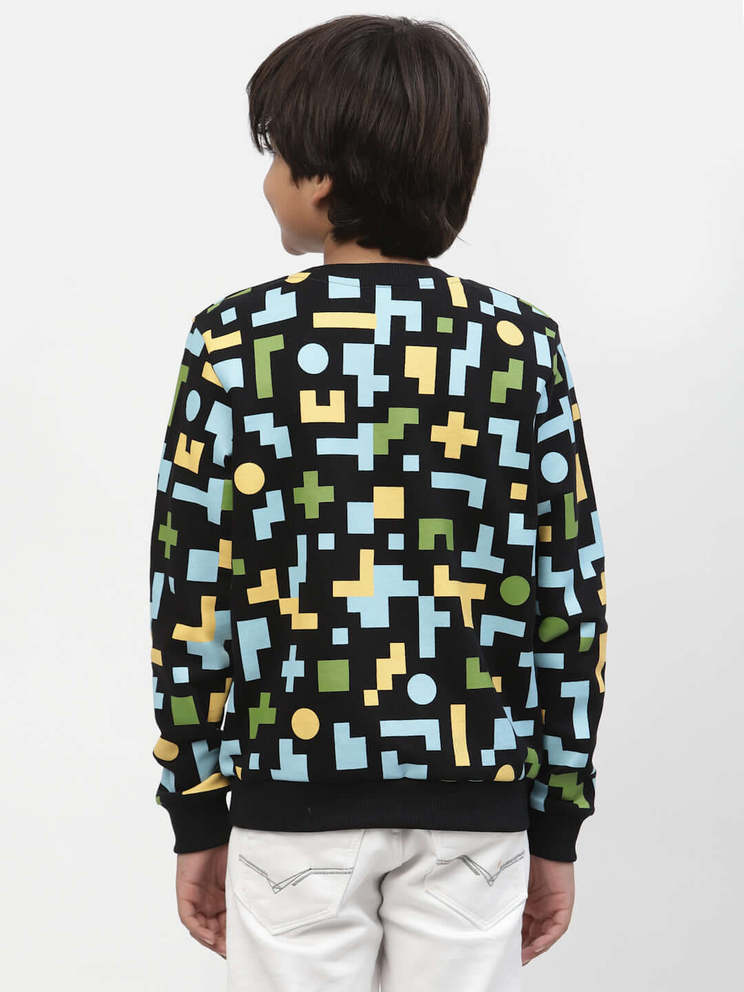 Spunkies Boys Colour Block Printed Sweatshirt Black