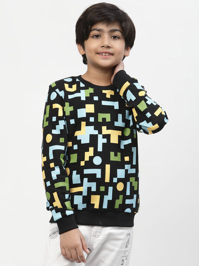 Spunkies Boys Colour Block Printed Sweatshirt Black