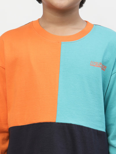Spunkies-Boys-Chest-Logo-Printed-Tshirt-Orange
