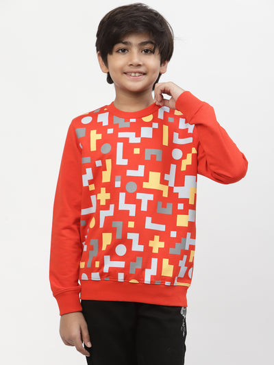 Spunkies-Boys-Abstract-Print-Sweatshirt- Red