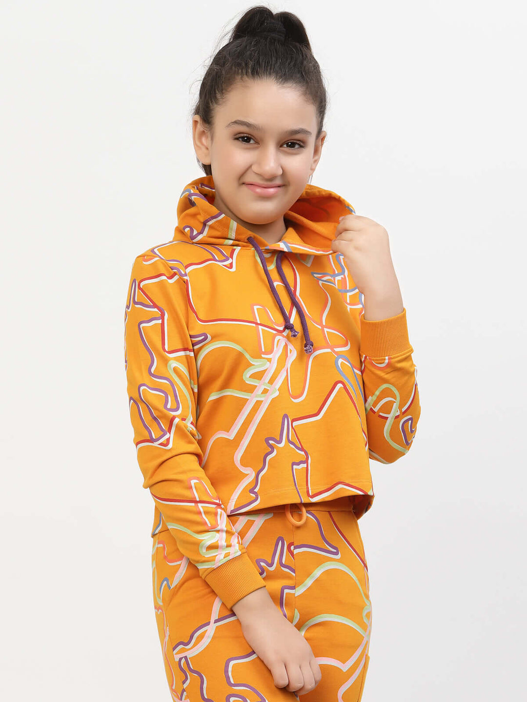 Spunkies-Zig-Zag-Printed-Organic-Cotton-Hoodie-Orange