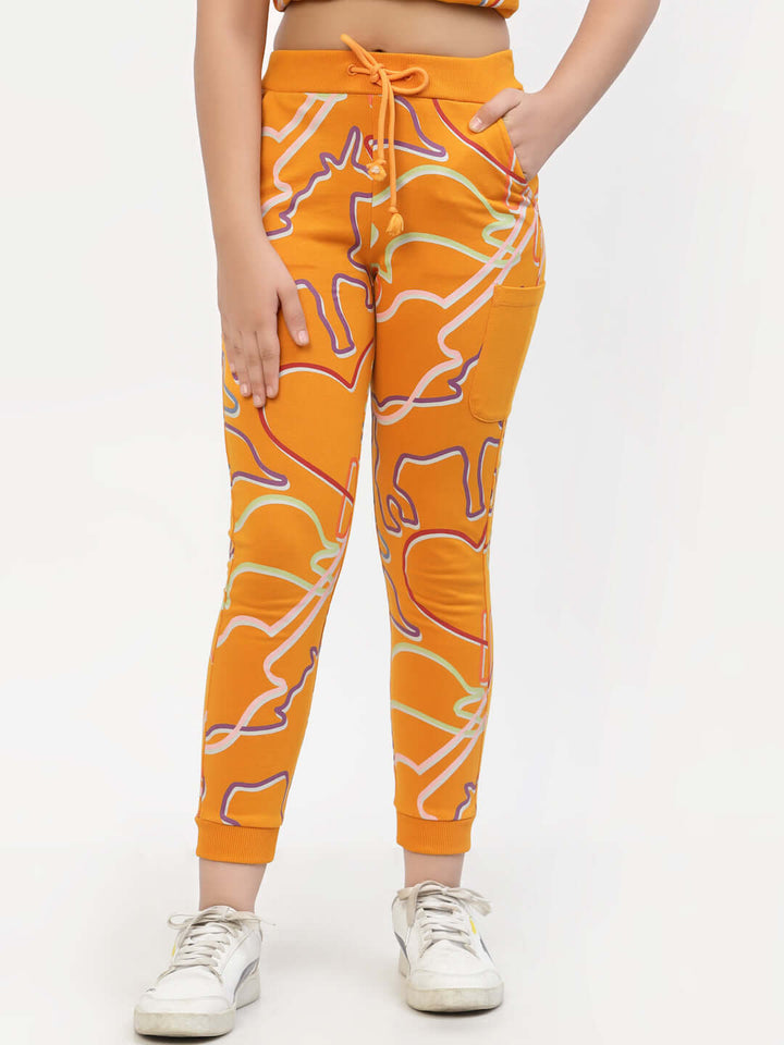 Spunkies-Organic-Cotton-Zig-Zag-Print-Girls-Joggers-Orange