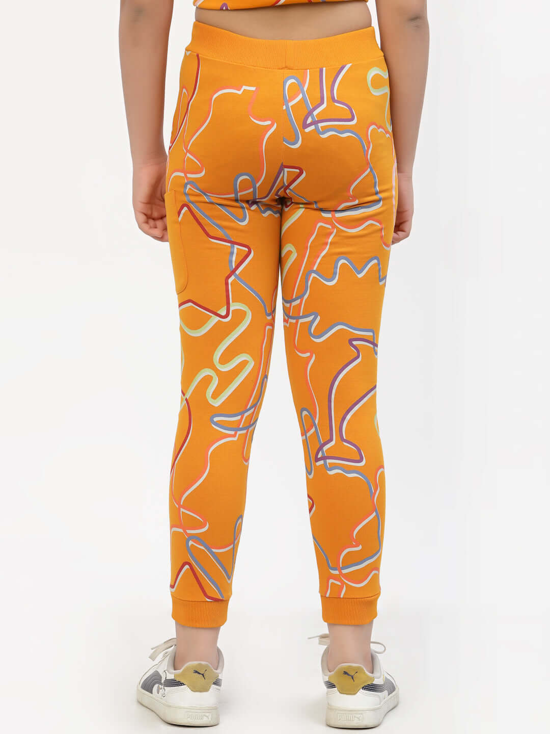 Spunkies-Organic-Cotton-Zig-Zag-Print-Girls-Joggers-Orange