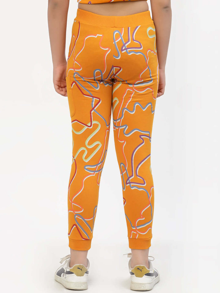 Spunkies-Organic-Cotton-Zig-Zag-Print-Girls-Joggers-Orange