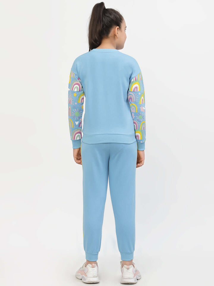 Spunkies-Girls-Kindness-Organic-Cotton-Sweatshirt & Joggers-Sets-Blue