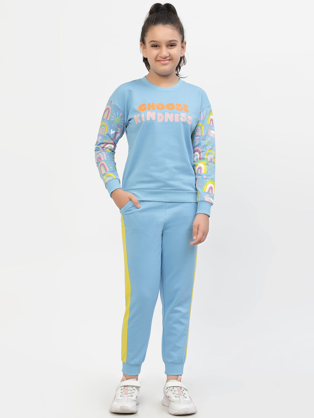Spunkies-Girls-Kindness-Organic-Cotton-Sweatshirt & Joggers-Sets-Blue