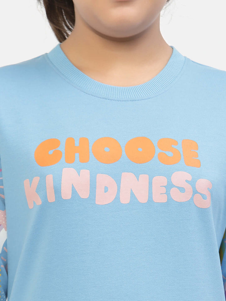 Spunkies-Girls-Kindness-Organic-Cotton-Sweatshirt & Joggers-Sets-Blue