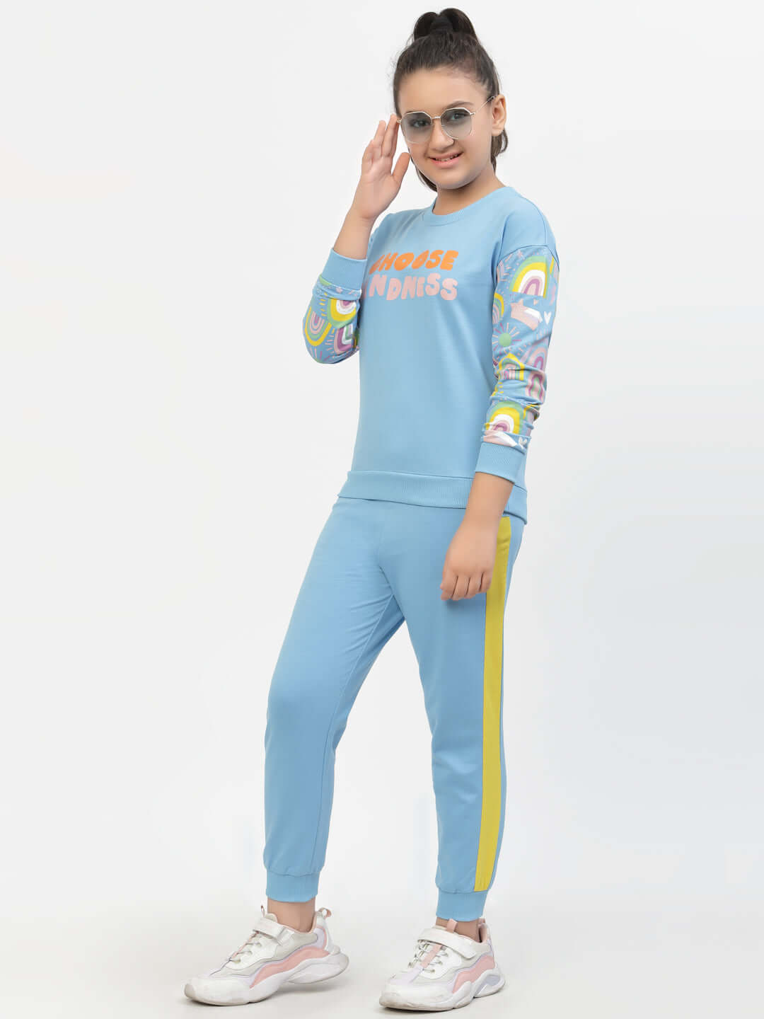 Spunkies-Girls-Kindness-Organic-Cotton-Sweatshirt & Joggers-Sets-Blue