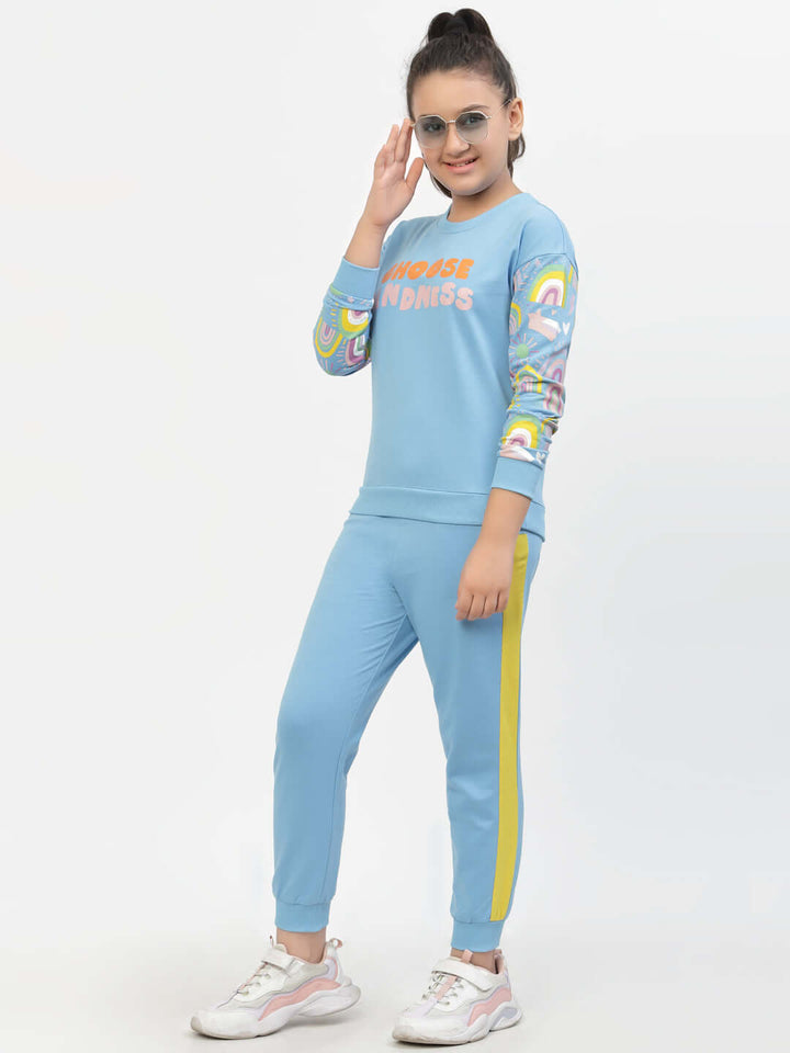 Spunkies-Girls-Kindness-Organic-Cotton-Sweatshirt & Joggers-Sets-Blue