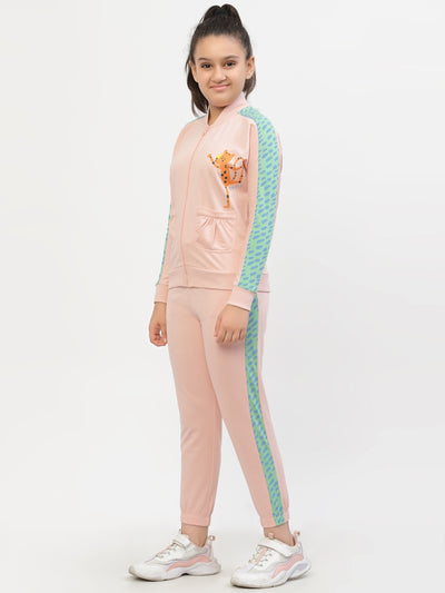 Spunkies-Girls-Organic-Cotton-Bomber-Jacket & Joggers-Sets-Pink