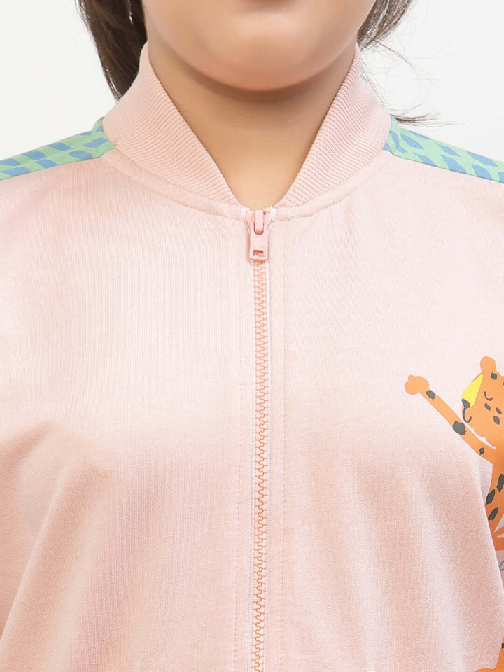 Spunkies-Girls-Organic-Cotton-Bomber-Jacket & Joggers-Sets-Pink