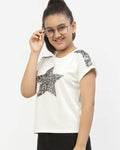 Black Star Sequence Top For Girls