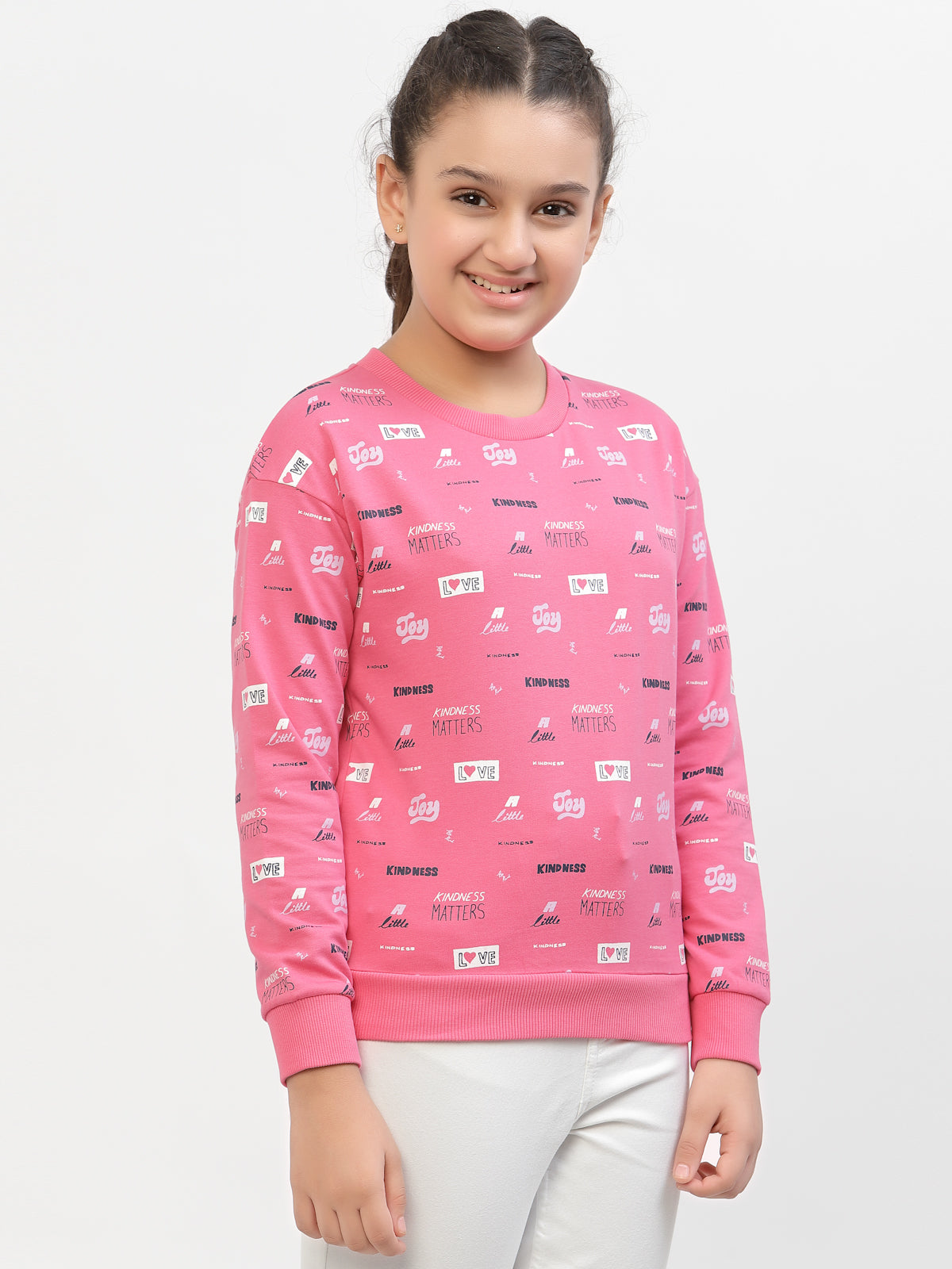 Spunkies Organic Love Print Sweatshirt-Pink