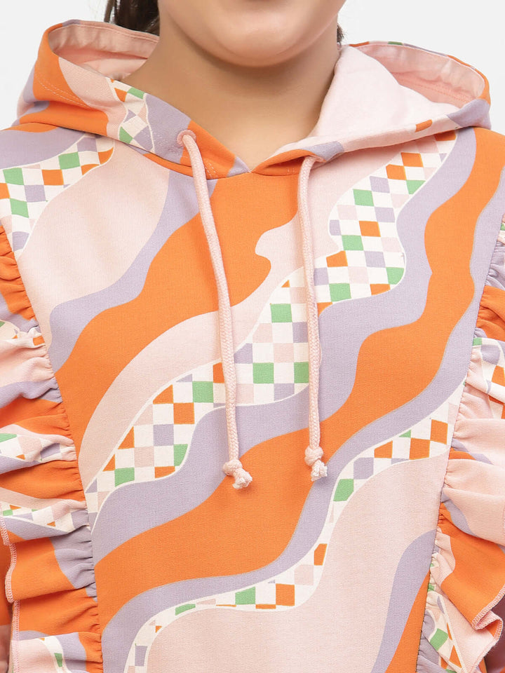 Spunkies-Girl-Frill-Organic-Cotton-Hoodie-Orange