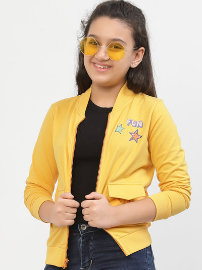 Spunkies-Girls-Organic-Cotton-Bomber-Jacket-Yellow